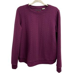 Orvis‎ Women's Size Medium Crewneck Sweater Long Sleeve Textured Plum Purple
